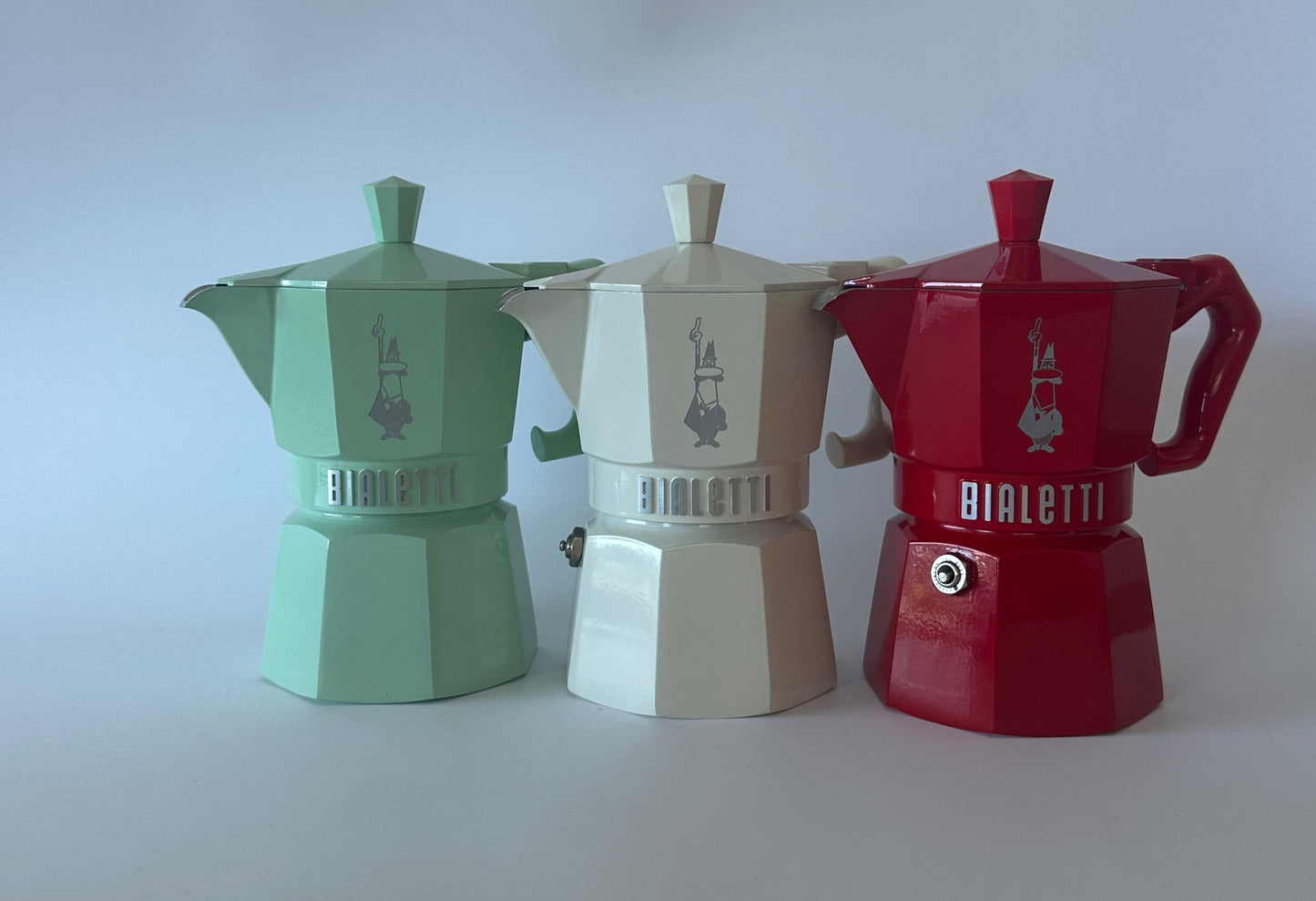 Bialetti Moka Express stovetop coffee maker, brewing on stovetop