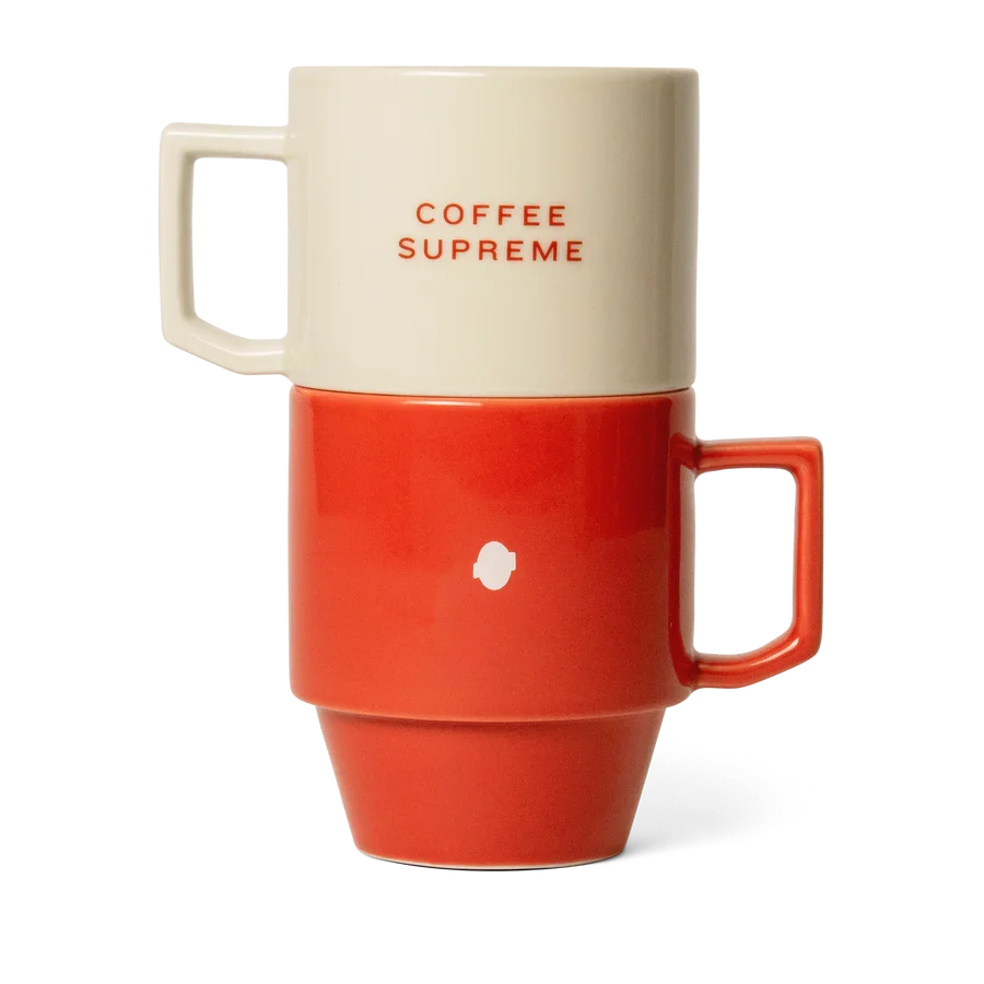 Coffee Supreme x Maruhiro Hasami tall block mugs, stacked