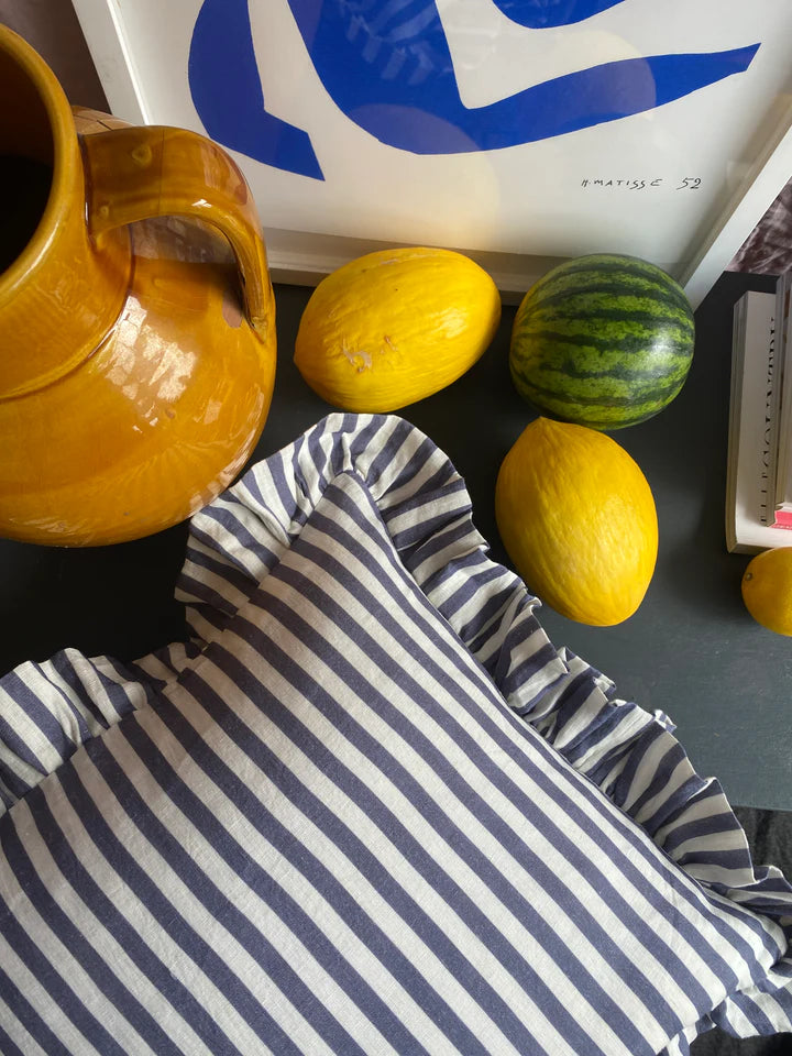 Amuse La Bouche Folkstone Blue Candy Stripe Cushion