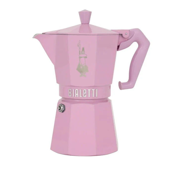 Bialetti Moka Express 6 cup stovetop coffee maker in pink