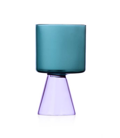 European design handmade and flame worked stylish petrol blue glass. with pink offset stem
Use for cocktails, wine, dessert.
Hand wash or dishwasher safe at low temp 40C