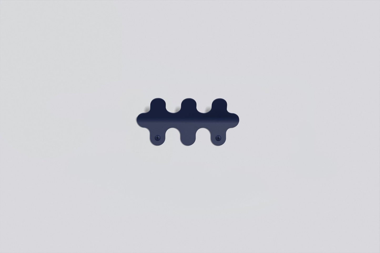 3 hook wiggle wall hanger in matt navy blue, wall-mounted coat and hat rack