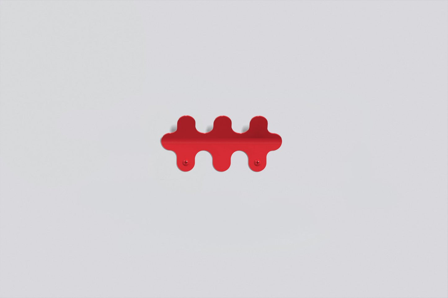 3 hook wiggle wall hanger in gloss cola red, wall-mounted coat and hat rack