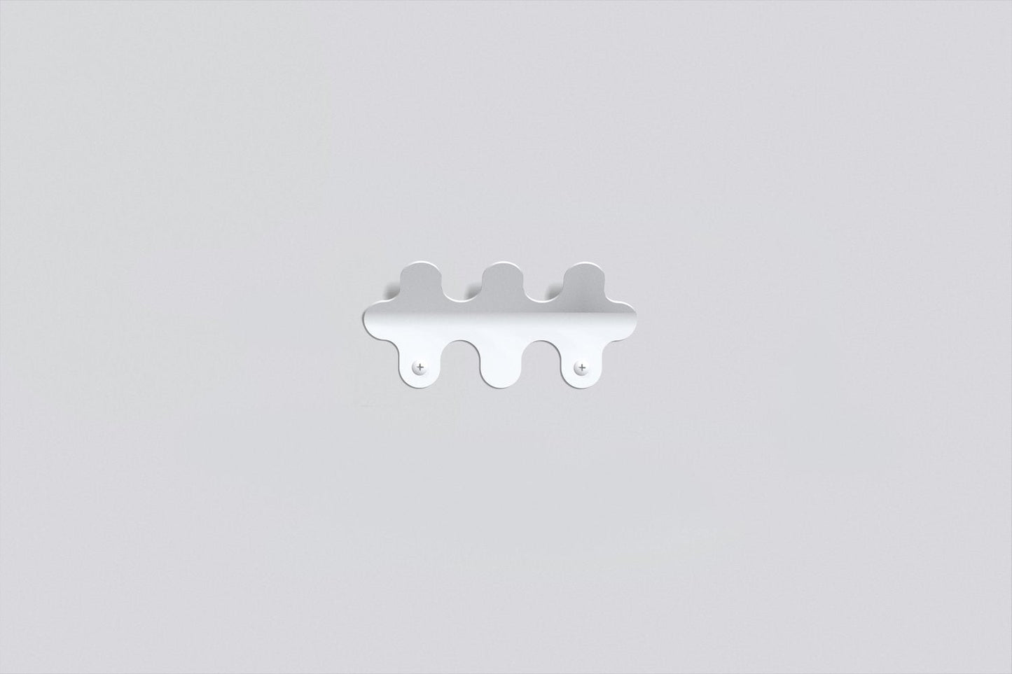 3 hook wiggle wall hanger in matt white, wall-mounted coat and hat rack