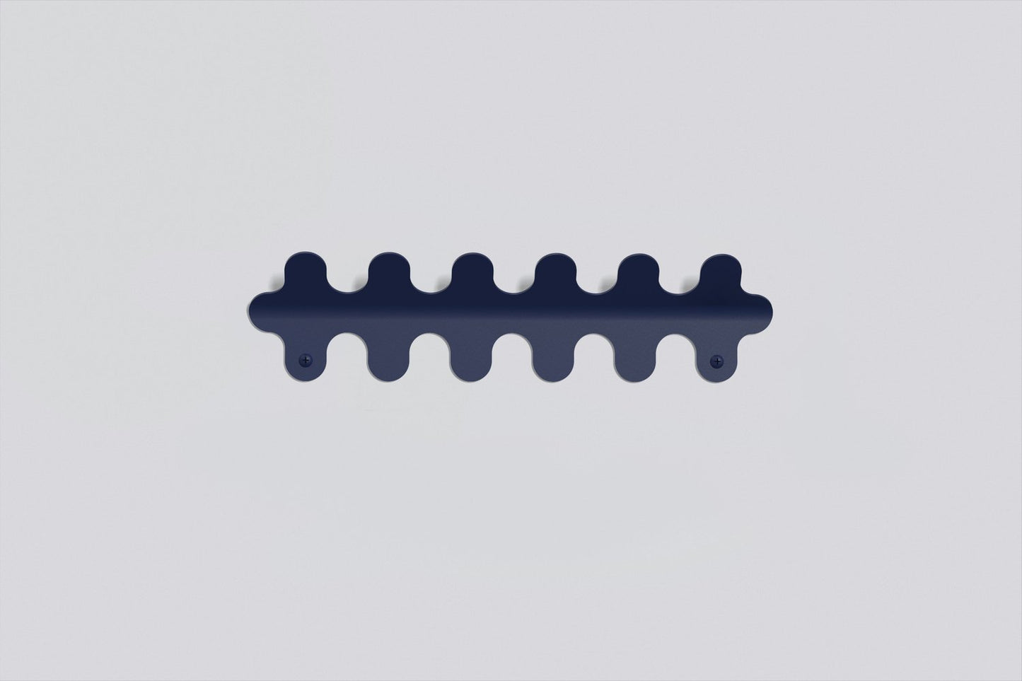 6 hook wiggle wall hanger in matt navy blue, wall-mounted coat and hat rack