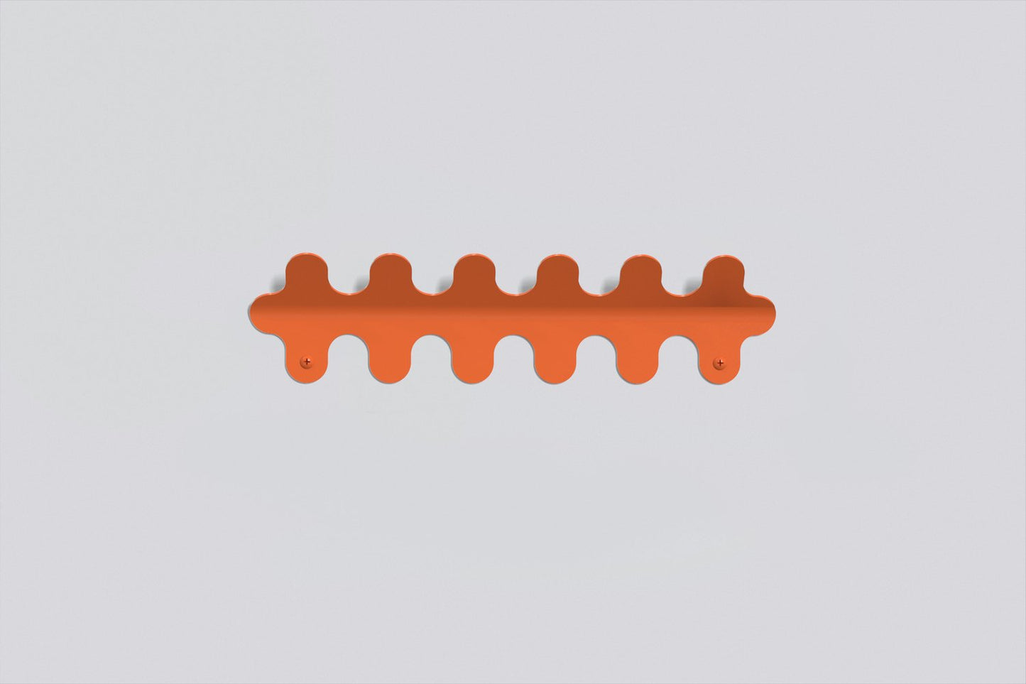 6 hook wiggle wall hanger in gloss orange, wall-mounted coat and hat rack