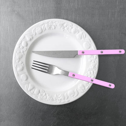 Sabre Paris Vintage Bistrot 4-piece cutlery set in pink, close-up detail