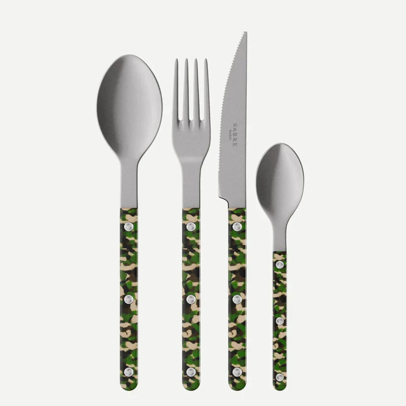 Sabre Paris Vintage Bistrot 4-piece cutlery set in camouflage green