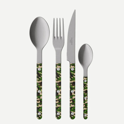 Sabre Paris Vintage Bistrot 4-piece cutlery set in camouflage green
