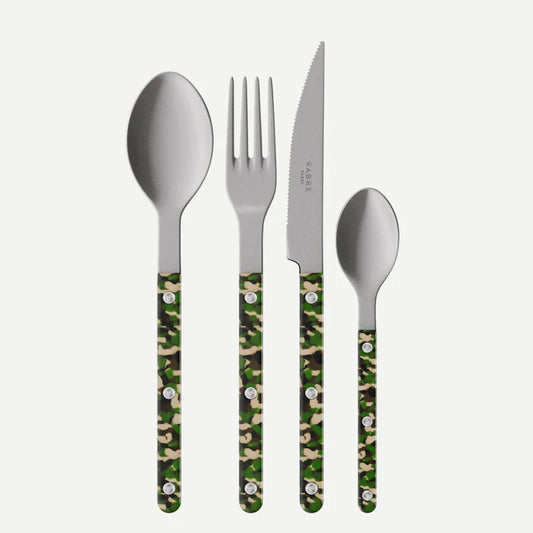 Sabre Paris Vintage Bistrot 4-piece cutlery set in camouflage green