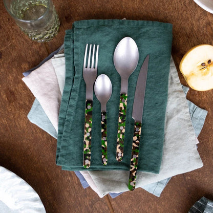 Sabre Paris Vintage Bistrot 4-piece cutlery set in camouflage green, flat lay