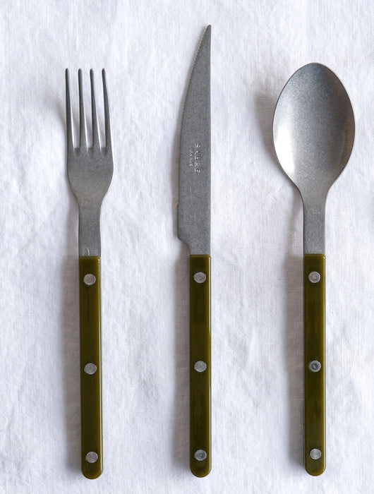 Vintage Bistrot 3 Piece Cutlery Set, Fern Green