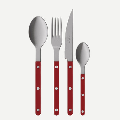 Vintage Bistrot 4 Piece Cutlery Set, Burgundy