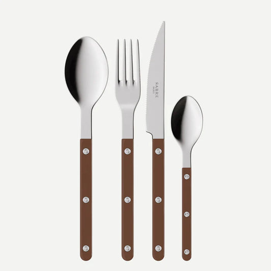 Shiny Bistrot 4 Piece Cutlery Set, Chocolate