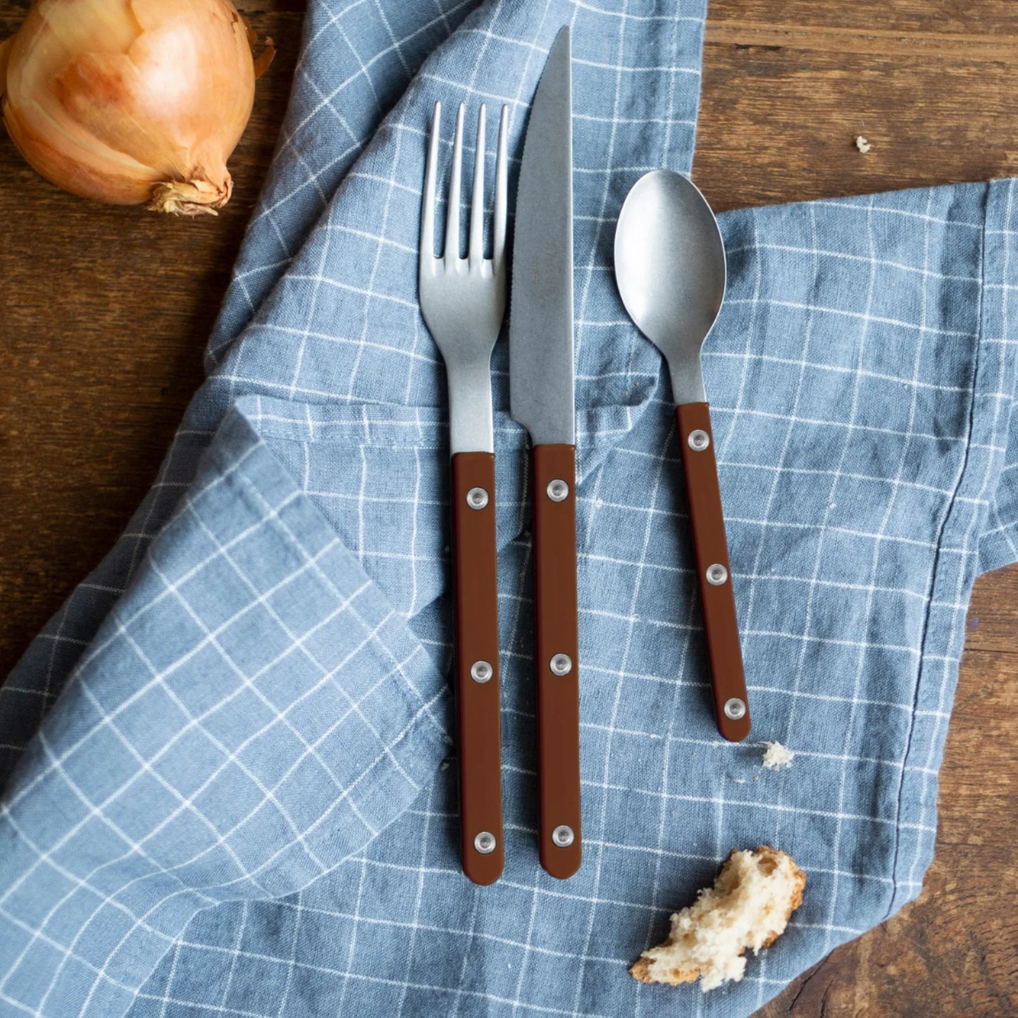 Vintage Bistrot 4 Piece Cutlery Set, Chocolate