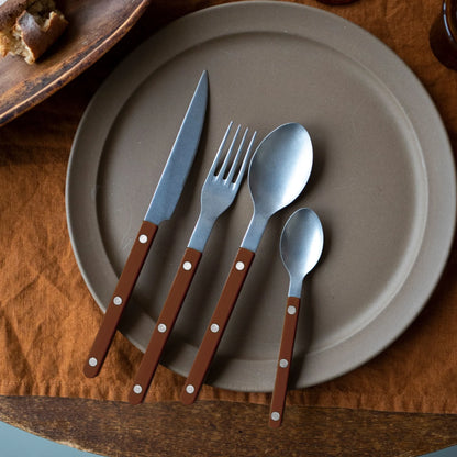 Vintage Bistrot 4 Piece Cutlery Set, Chocolate
