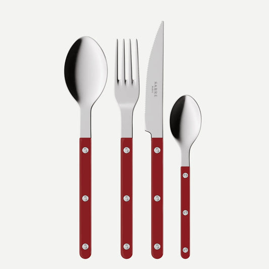 Shiny Bistrot 4 Piece Cutlery Set, Burgundy