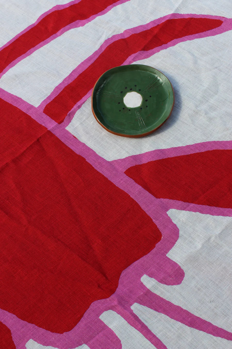 Lobster print linen tablecloth, outdoor summer table setting