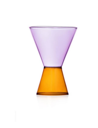 European design handmade and flame worked stylish amber and lilac tapered glass.

Use for cocktails, wine, dessert

Hand wash or dishwasher safe at low temp 40C