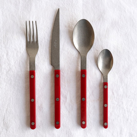 Vintage Bistrot 4 Piece Cutlery Set, Burgundy