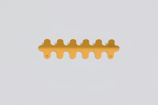 6 Hook Wiggle Wall Hanger - Matte Mustard Yellow