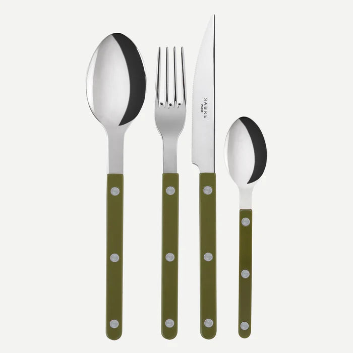 Shiny Bistrot 4 Piece Cutlery Set, Fern Green